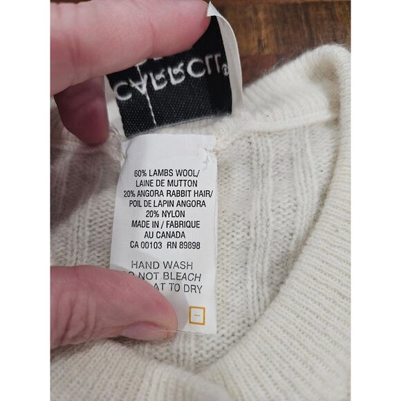 Vintage Carroll Reed Angora Lambs Wool Cream Cardigan Sweater Size M - Picture 3 of 8